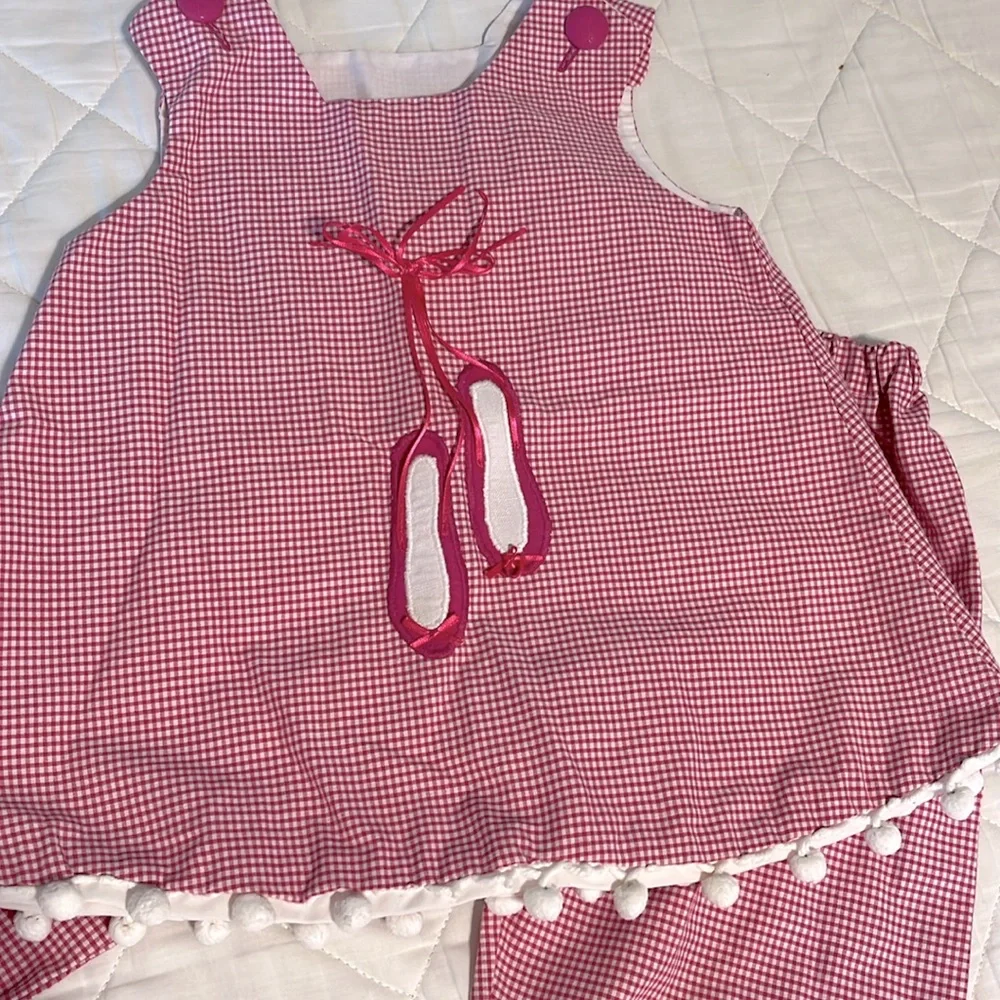 Custom Checked Pom Pom Ballerina Top Pantaloons Girls Small